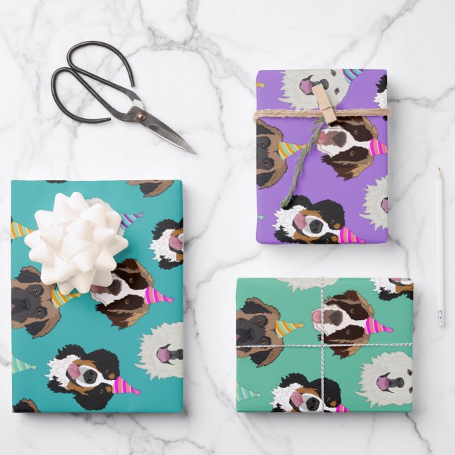 Cute Mountain Dog Birthday  Wrapping Paper Sheet (Front)