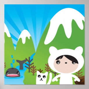 Cute mountain illustration poster for Kids Bedroom