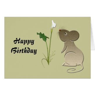 Cute mouse and Calla lily art Card