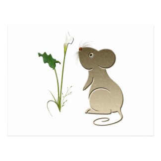 Cute Mouse and Calla Lily Postcard