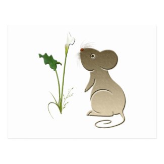 Cute Mouse and Calla Lily Postcard