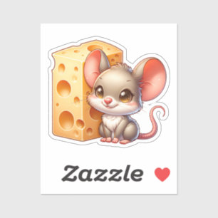 Cute Mouse and Cheese Cartoon