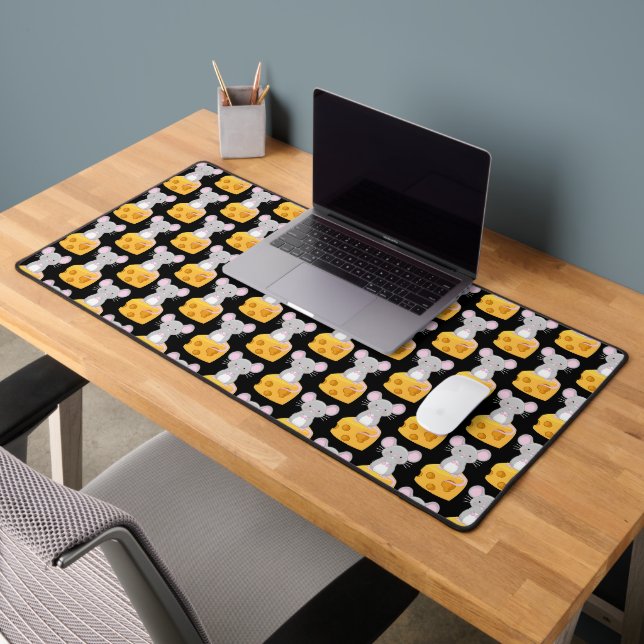 Cute Mouse and Cheese Pattern Themed Desk Mat (Office 2)