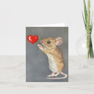 Cute Mouse and Heart Valentine’s Holiday Card