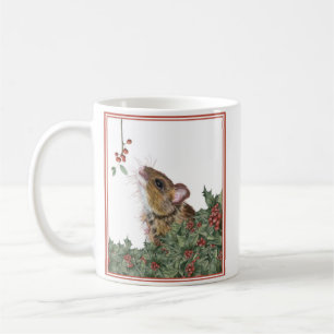 Cute Mouse and Holly Christmas Mug
