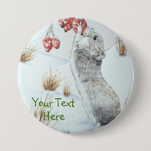 Cute mouse and red berries snow scene wildlife art 7.5 cm round badge