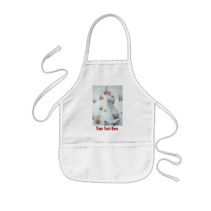 Cute mouse and red berries snow scene wildlife art kids apron