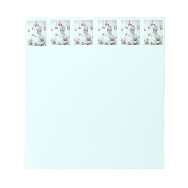 Cute mouse and red berries snow scene wildlife art notepad (Front)