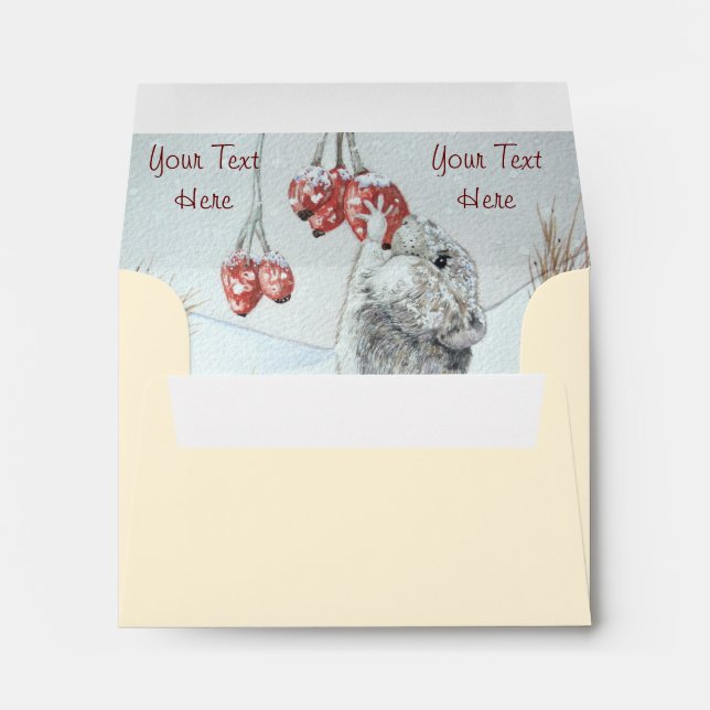 Cute mouse and red berries snow scene wildlife envelopes (Back (Bottom))