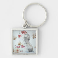 Cute mouse and red berries snow scene wildlife