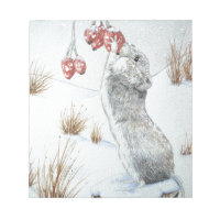 Cute mouse and red berries snow scene wildlife