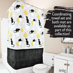 Cute Mouse and Swiss Cheese Bubbles Black White  Shower Curtain