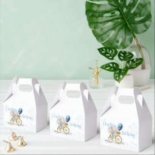 Cute Mouse Animal Bicycle Boy 1st Birthday Party Favour Box
