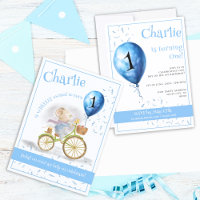 Cute Mouse Animal Bicycle Boy 1st Birthday Party