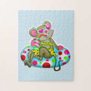 CUTE MOUSE AT THE BEACH JIGSAW PUZZLE