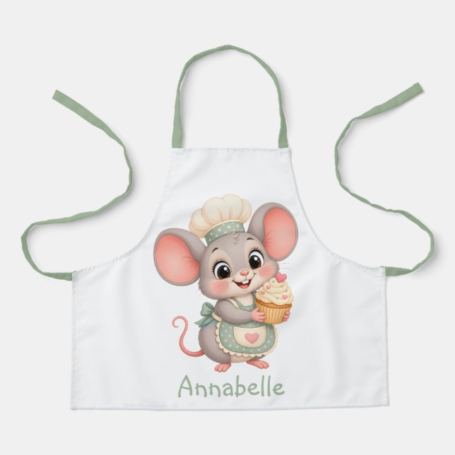 Cute Mouse Baker Personalise Apron (Front)