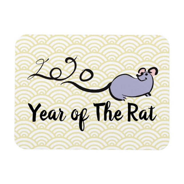 Cute Mouse Cartoon Lunar Rat New Year 2020 FM Magnet (Horizontal)