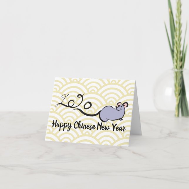 Cute Mouse Cartoon Lunar Rat New Year 2020 SGC Holiday Card (Front)