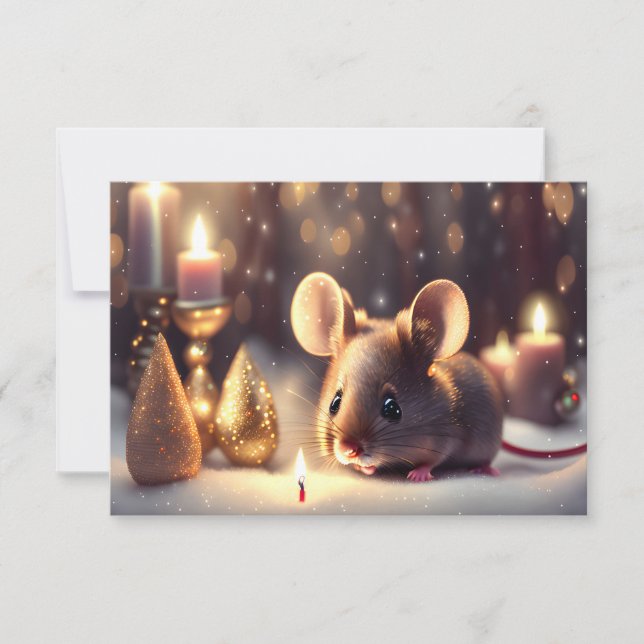 Cute mouse celebrates Christmas  - Christmas Party Invitation (Front)