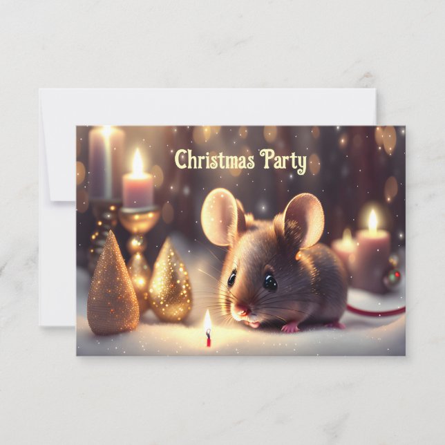 Cute mouse celebrates Christmas  - Christmas Party Invitation (Front)