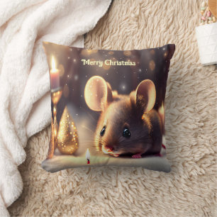Cute mouse celebrates Christmas, custom  Cushion