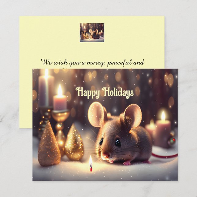 Cute mouse celebrates Christmas  - Holiday Card (Front/Back)