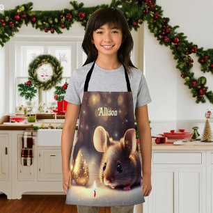 Cute mouse celebrates Christmas - kids  Apron