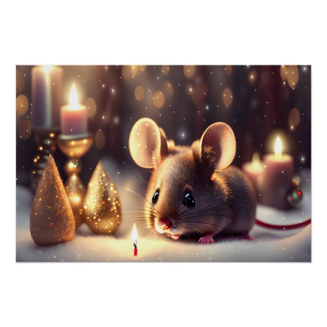 Cute mouse celebrates Christmas  Poster (Front)