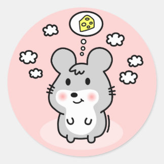 cute mouse cheese dream classic round sticker
