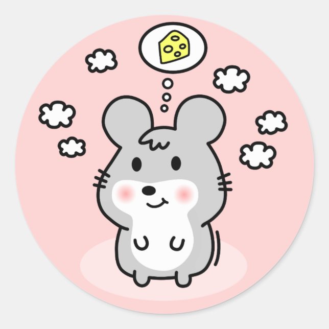 cute mouse cheese dream classic round sticker (Front)