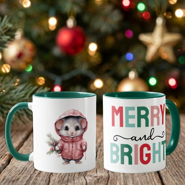Cute mouse christmas merry and bright mug (Creator Uploaded)