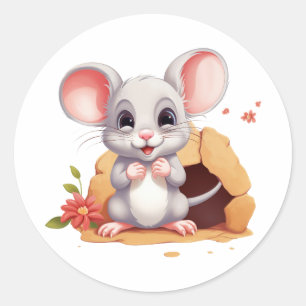 Cute mouse classic round sticker