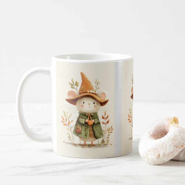 Cute Mouse Coffee Mug – Cosy Animal Art (With Donut)