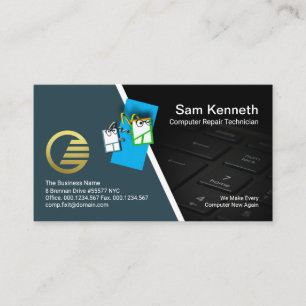 Cute Mouse Computer Keyboard PC Repairs Business Card