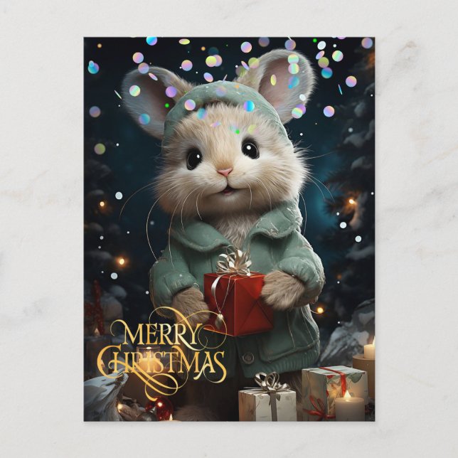 Cute Mouse. Congratulation.  Postcard (Front)