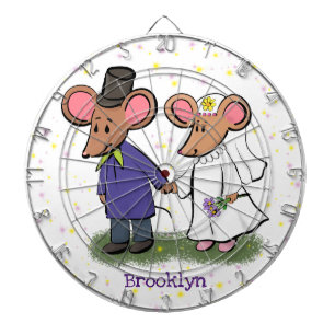 Cute mouse couple cartoon illustration dartboard