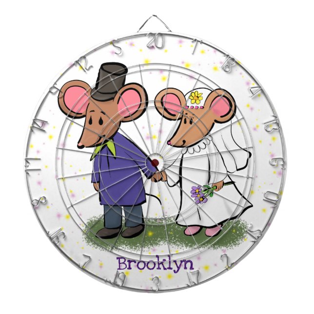 Cute mouse couple cartoon illustration dartboard (Front)