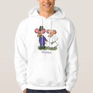 Cute mouse couple cartoon illustration hoodie
