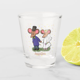 Cute mouse couple cartoon illustration shot glass
