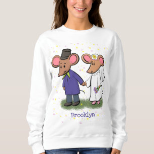 Cute mouse couple cartoon illustration sweatshirt