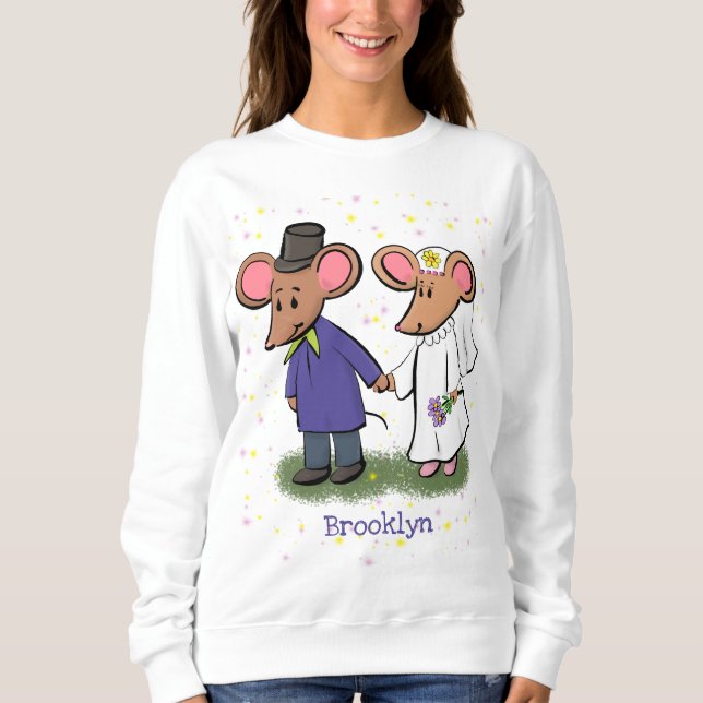 Cute mouse couple cartoon illustration sweatshirt (Front)