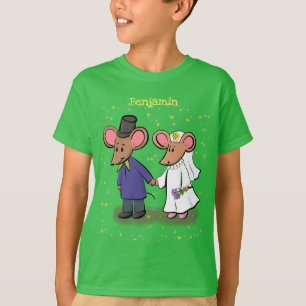 Cute mouse couple cartoon illustration T-Shirt