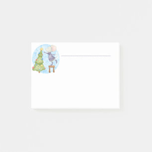 Cute Mouse Decorating Christmas Tree Fun  Post-it Notes