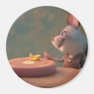 Cute mouse eating cheese magnet