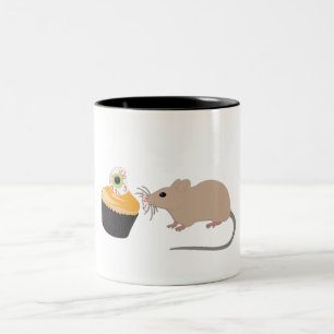 Cute Mouse Eating Halloween Eyeballs Two-Tone Coffee Mug