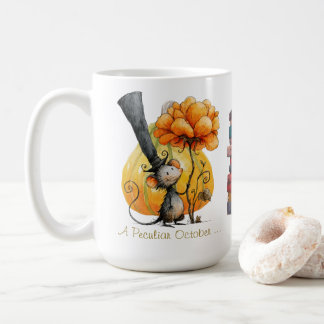 Cute Mouse Flower Books October Book Month Coffee Mug