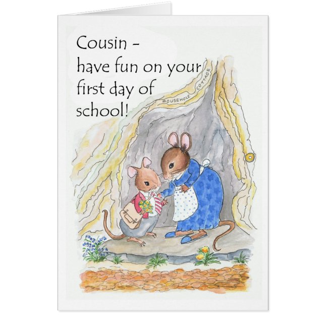 Cute Mouse Fun First Day of School for Cousin (Front)