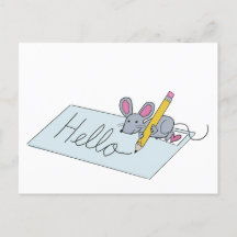 Cute mouse greeting postcard