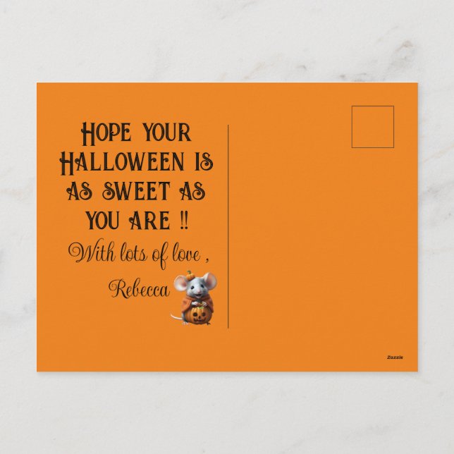 cute mouse halloween personalised custom card  (Back)
