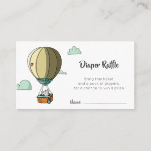 Cute Mouse Hot Air Balloon Diaper Raffle Enclosure Card